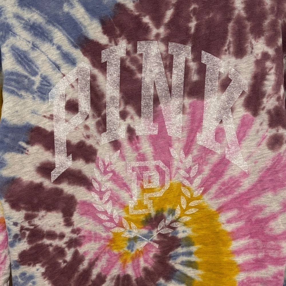 PINK Victoria's Secret Tie-Dye Oversized Varsity Pullover Size XS - Picture 5 of 7